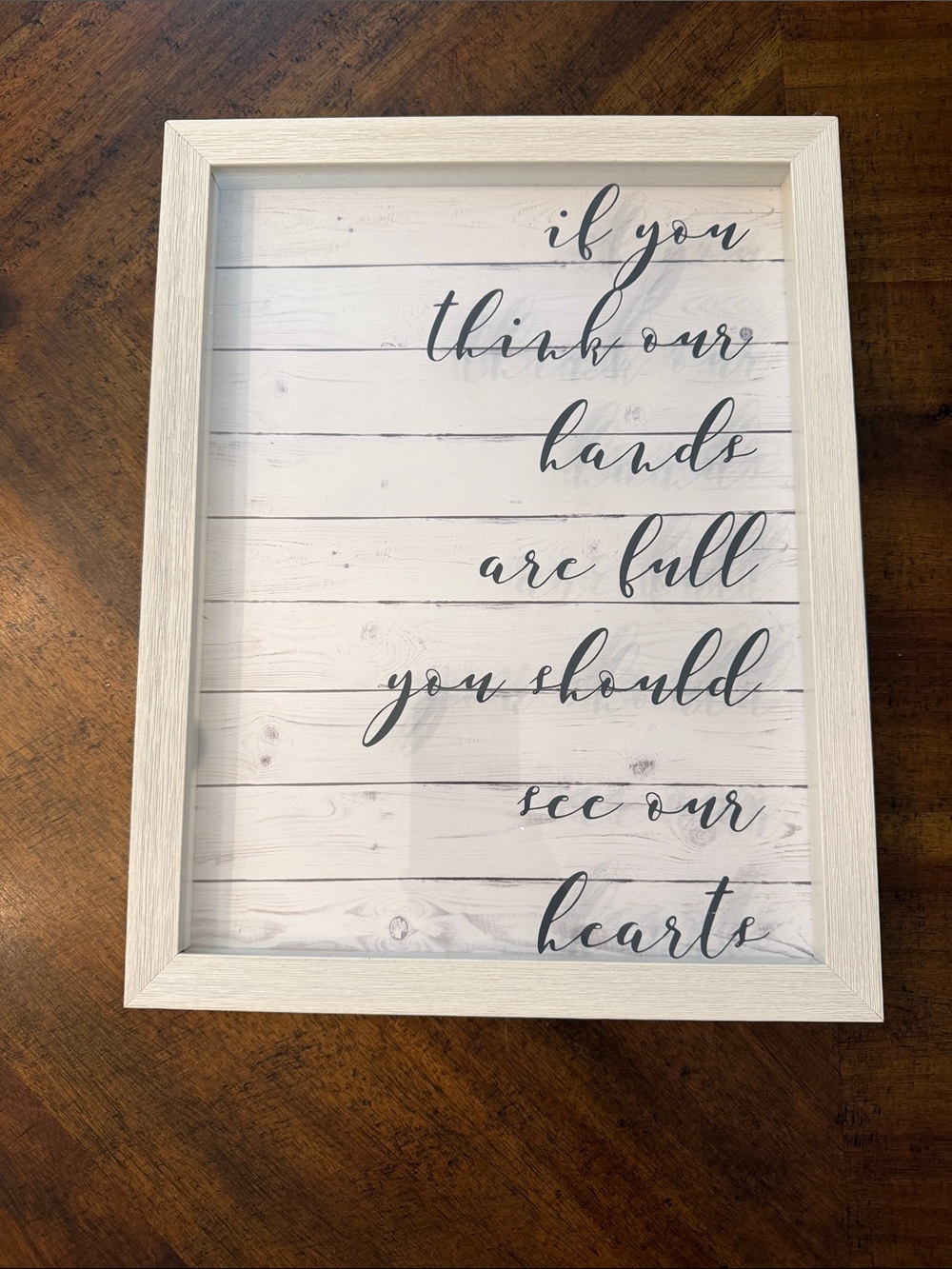 White Framed Inspirational Wall Art - Script Quote